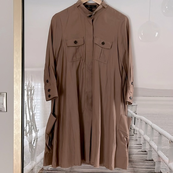 NWT BCBGMAXAZRIA DRESS -MIDI LIGHT BROWN - Picture 1 of 10